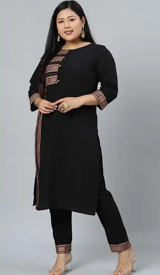 Charming Black Color Crepe Designer Party Wear Readymade Plus Size Kurtis -1479130234