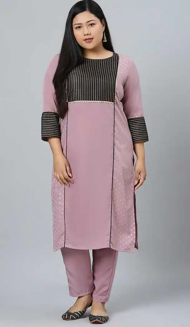 Ethnic Purpel Color Crepe Designer Party Wear Readymade Plus Size Kurtis -1479130235