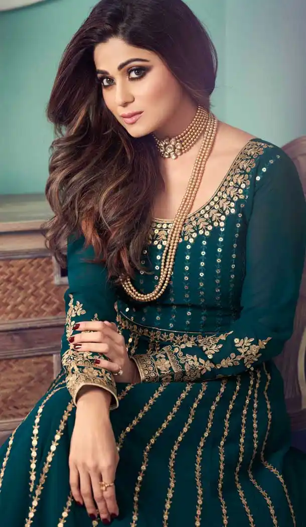 Blue Color Real Georgette Designer Pakistani Wear Aanarkali Suit -1492130437