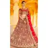 Splendorous Red Color Velvet Heavy Designer Bridal Wedding Lehenga Choli -1503130657