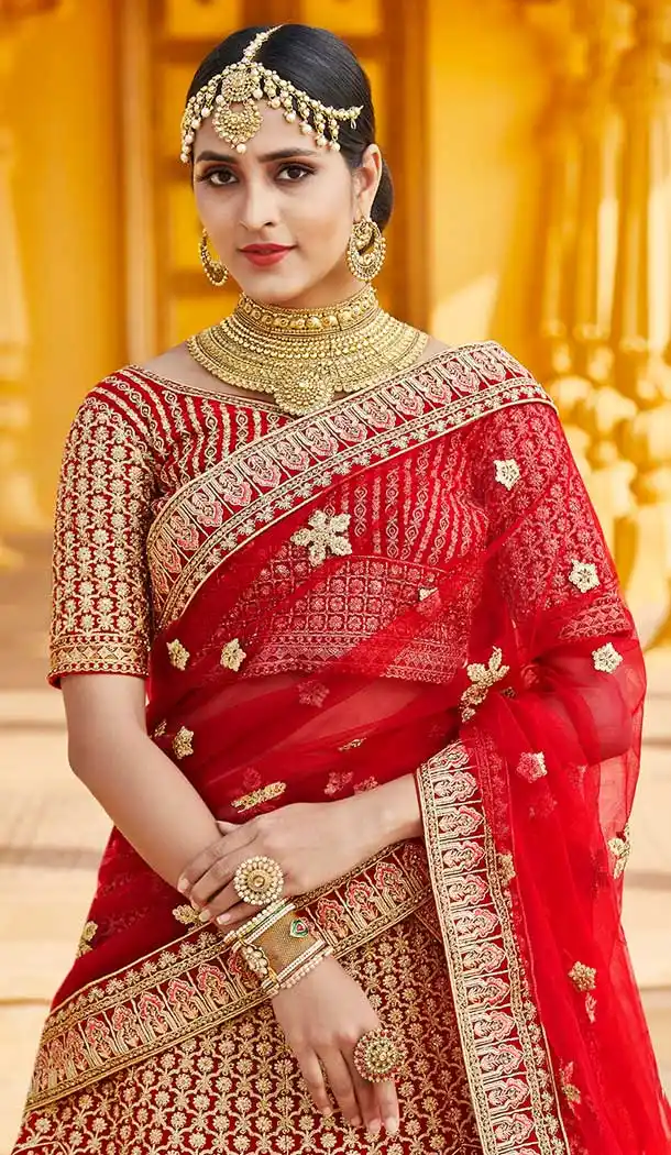 Exotic Red Color Velvet Heavy Designer Bridal Wedding Lehenga Choli -1503130658