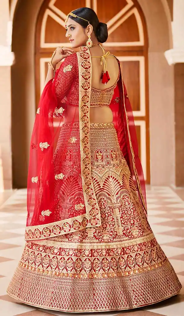 Ravishing Red Color Velvet Heavy Designer Bridal Wedding Lehenga Choli -1503130660