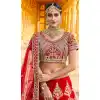 Captivating Red Color Velvet Heavy Designer Bridal Wedding Lehenga Choli -1503130664