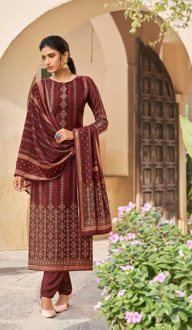Maroon Color Velvet Digital Printed Party Wear Salwar Suit -1319129086
