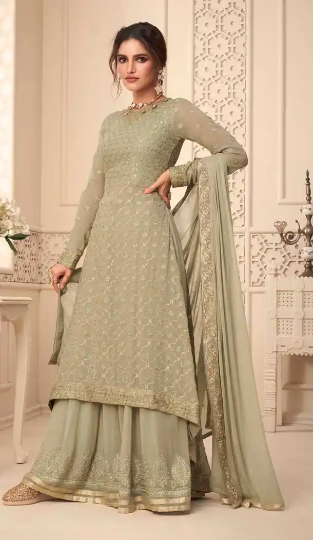 Pista Color Premium Georgette Pakistani Palazzo Salwar Suit -1517130754