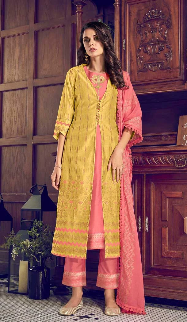 Desirable Pink Color Pure Art Silk Pakistani Style Designer Party Wear Salwar Suit -1545130938