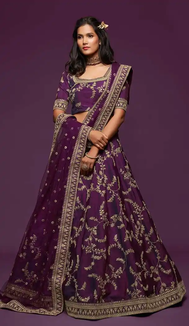 Ethnic Purple Color Art Silk Designer Traditional Wear Lehenga Choli -1643131712