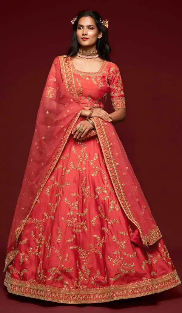 Fascinating Gajari Color Art Silk Designer Traditional Wear Lehenga Choli -1643131713