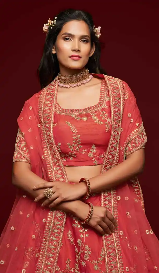 Fascinating Gajari Color Art Silk Designer Traditional Wear Lehenga Choli -1643131713