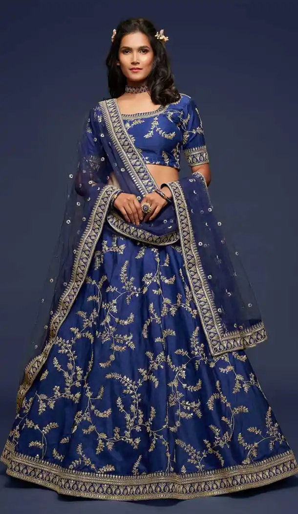 Charming Blue Color Art Silk Designer Traditional Wear Lehenga Choli -1643131714