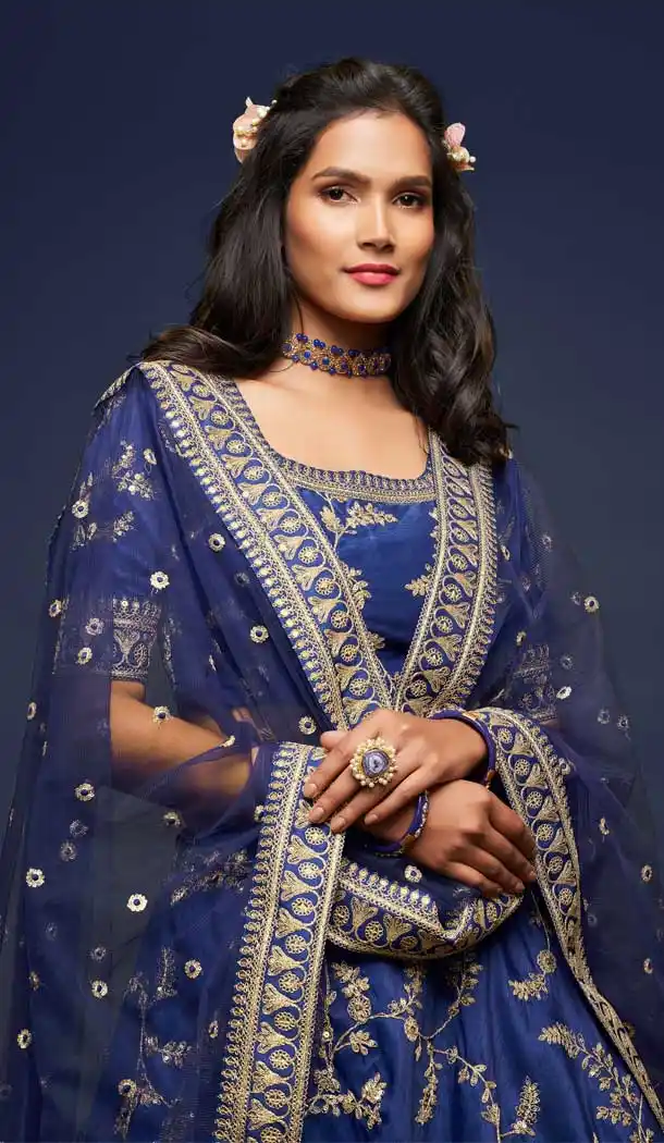 Charming Blue Color Art Silk Designer Traditional Wear Lehenga Choli -1643131714