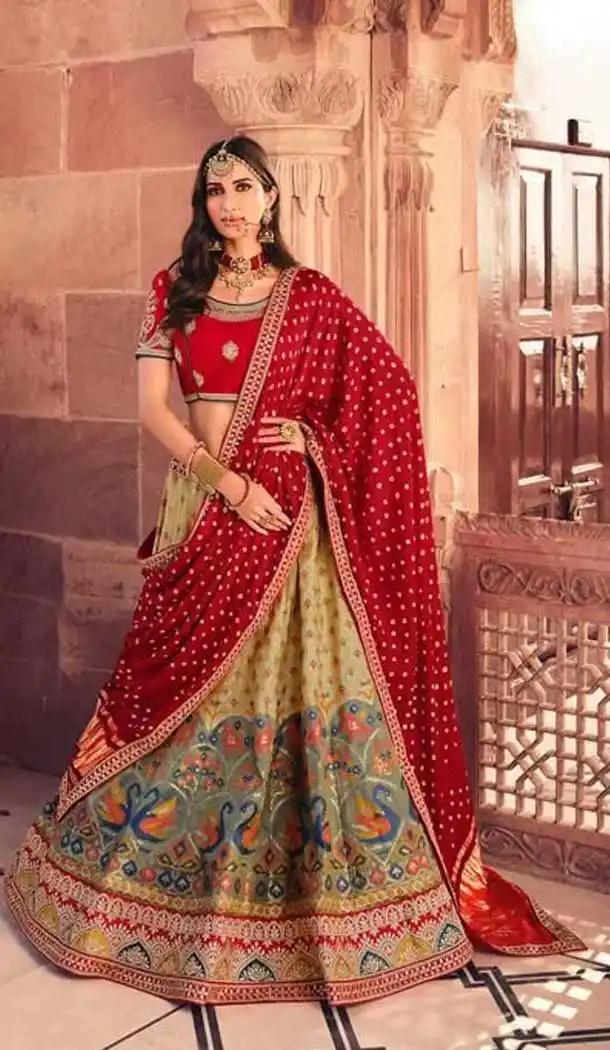 Sparkling Multi Color Silk Designer Heavy Bridal Wear Lehenga Choli -1646131750