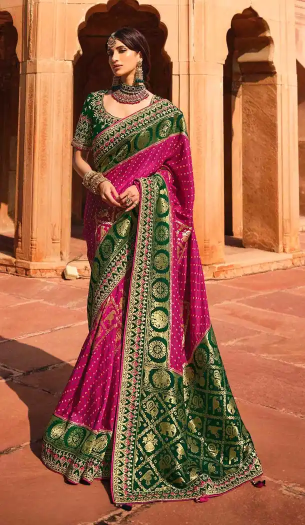 Rani Pink Color Pure Dola Silk Designer Traditional Wear Saree Blouse -1682132044