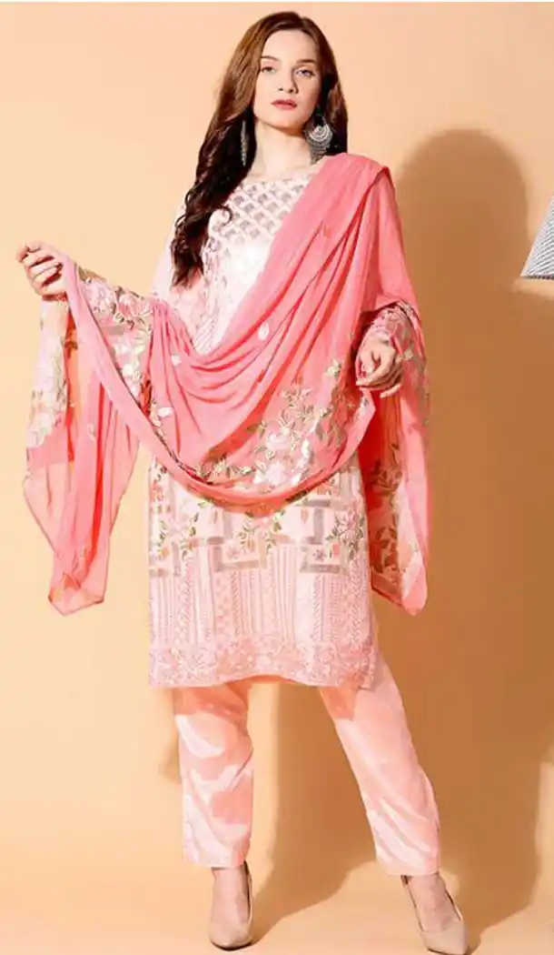 Light Pink Color Foux Georgette Pakistani Style Party wear Salwar Suit -1704132319