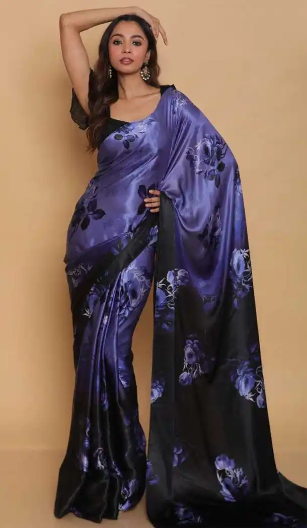 Enigmatic Multi Color Pure Japan Satin Printed Casual Wear Fancy Saree -1735132604