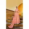 Peach Color Soft Net Designer Party Wear Indo Western Suit -1750132785