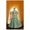 Sea Green Color Soft Net Designer Party Wear Indo Western Suit -1750132786