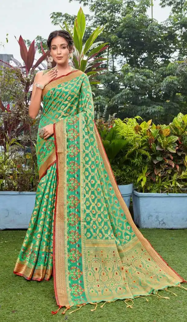Fancy Green Color Silk Mixed Cotton Classic Casual Party Wear Saree Blouse -1778133019