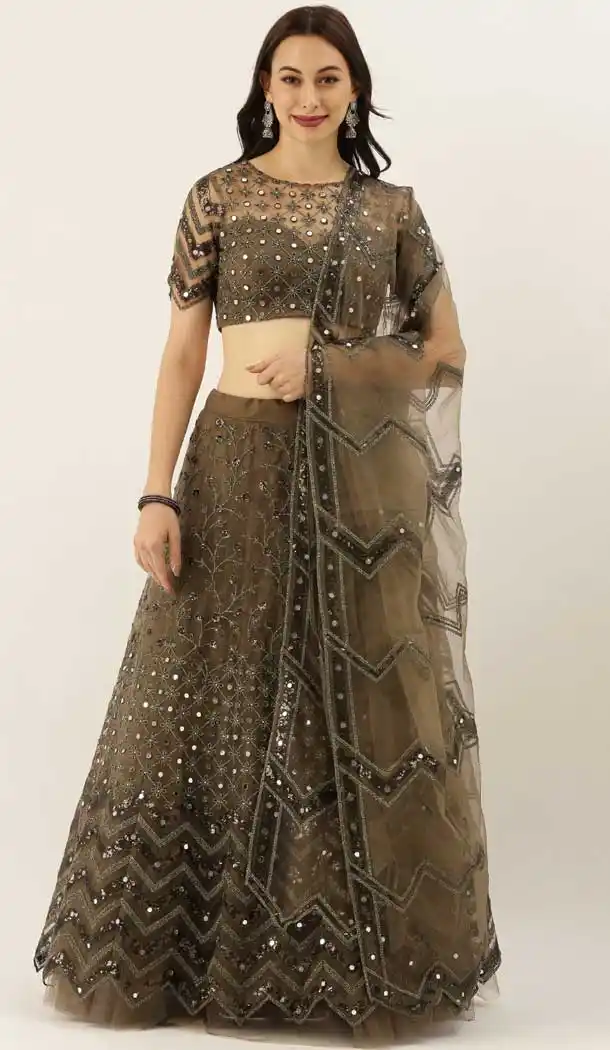 Mehendi Color Net Designer Heavy Festive Party Wear Lehenga Choli -1788133109