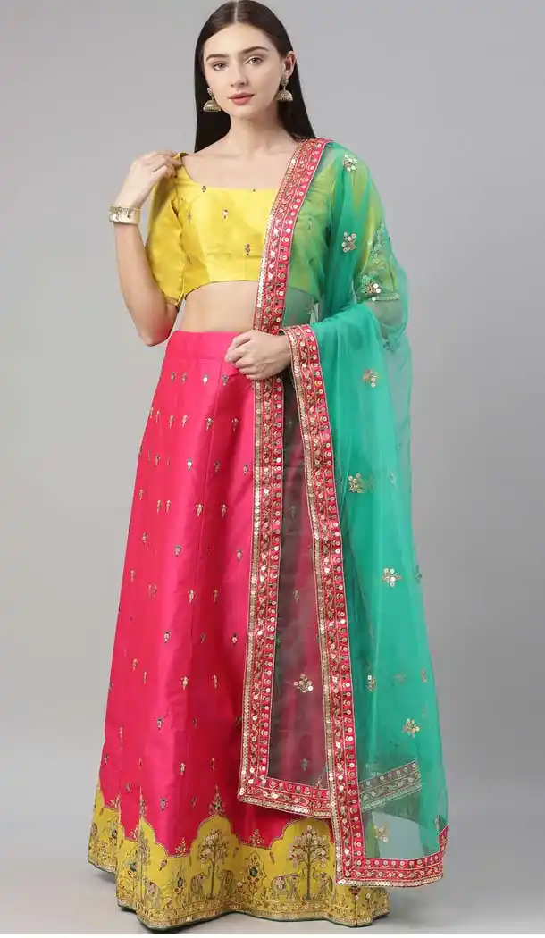Deep Pink Color Satin Silk Designer Heavy Festive Party Wear Lehenga Choli -1788133116