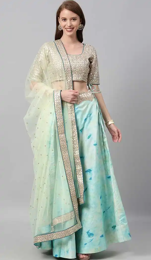 Honeydew Color Art Silk Designer Heavy Festive Party Wear Lehenga Choli -1788133119
