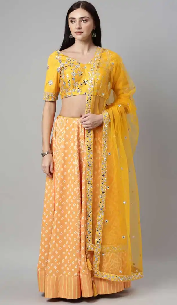 Light Orange Color Georgette Designer Heavy Festive Party Wear Lehenga Choli -1788133126