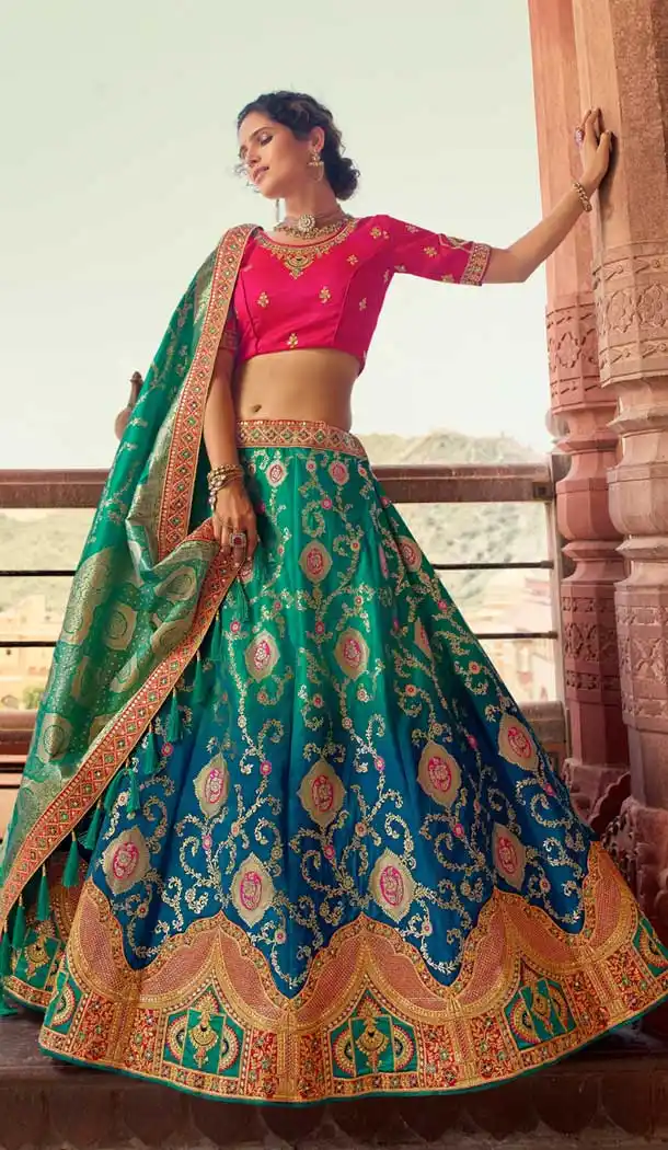 Peacock Color Pure Premium Silk Heavy Designer Wear Lehenga Choli -1794133212