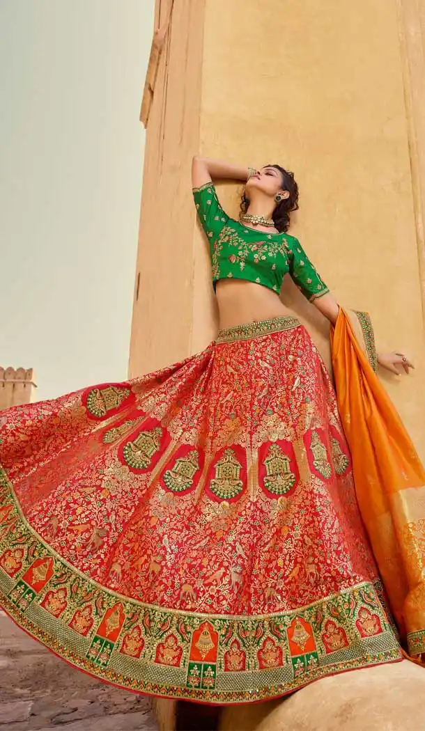 Red Color Pure Premium Silk Heavy Designer Wear Lehenga Choli -1794133214