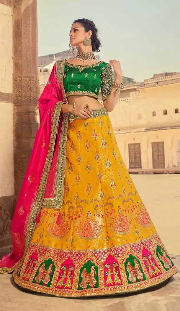 Mustard Color Pure Premium Silk Heavy Designer Wear Lehenga Choli -1794133215