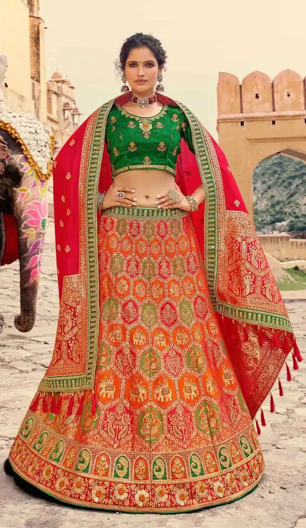 Multi Color Pure Premium Silk Heavy Designer Wear Lehenga Choli -1794133217