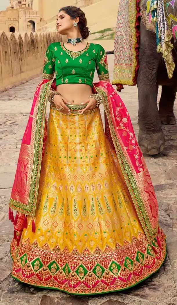 Yellow Color Pure Premium Silk Heavy Designer Wear Lehenga Choli -1794133218