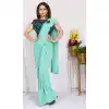 Aqua Color Imported Silk Lycra Ready to Wear Fancy Party Wear Saree -1796133230