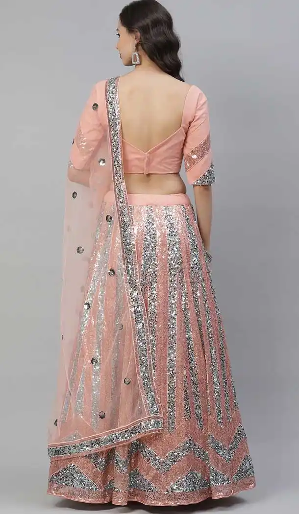 Peach Color Net Heavy Designer Party Wear Women Lehenga Choli -1798133270