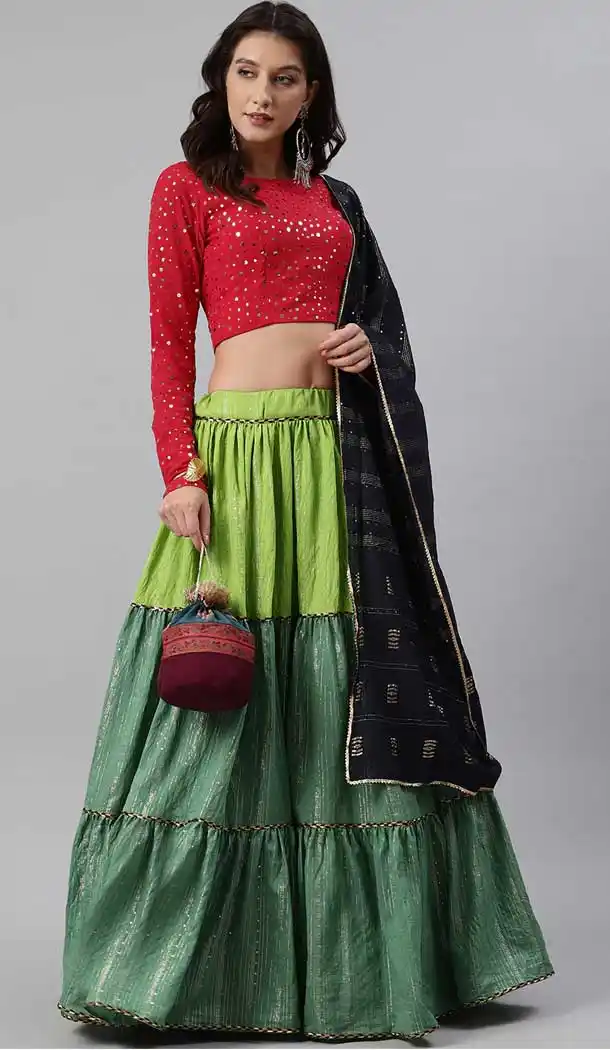 Green Color Art Silk Embroidered Work Party Wear Lehenga Choli -1799133286