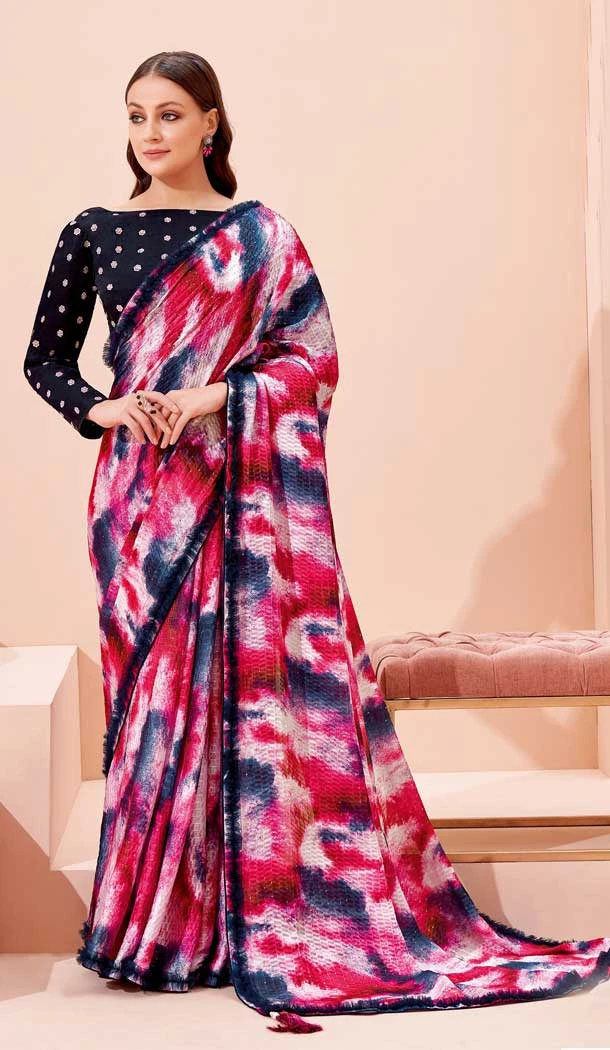 Gorgeous Multi Color Georgette Digital Printed Party Wear Saree Blouse -1805133335