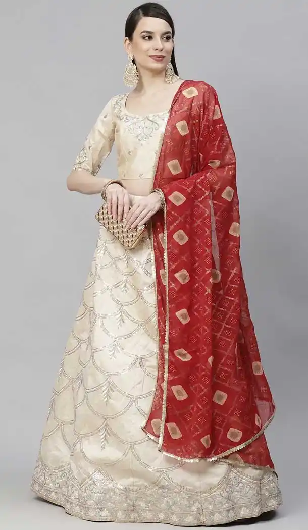Beige Color Art Silk Heavy Designer Bridal Wear Lehenga Choli -1815133439