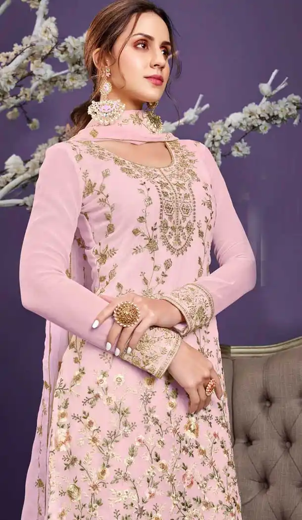 Light Pink Color Alizeh Georgette Heavy Embroidered Salwar Suit -1817133467
