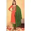 Orange Color Jam Silk Embroidered Casual Office Wear Salwar Kameez -1869134052