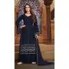 Navy Blue Color Faux Georgette Heavy Embroidery Pakistani Palazzo Suit -1873134078