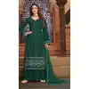 Green Color Faux Georgette Heavy Embroidery Pakistani Palazzo Suit -1873134080