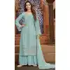 Sky Blue Color Faux Georgette Heavy Embroidery Pakistani Palazzo Suit -1873134081