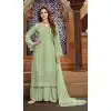 Pista Color Faux Georgette Heavy Embroidery Pakistani Palazzo Suit -1873134083