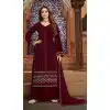 Maroon Color Faux Georgette Heavy Embroidery Pakistani Palazzo Suit -1873134084