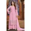 Light Pink Color Faux Georgette Heavy Embroidery Pakistani Palazzo Suit -1873134085