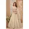 Alluring Cream Color Net Designer Wedding Reception Wear Lehenga Choli -1887134170