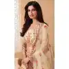 Lovely Cream Color Net Designer Wedding Reception Wear Lehenga Choli -1887134171