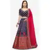 Navy Blue Color Brocade Designer Wedding Wear Lehenga Choli -1900134265
