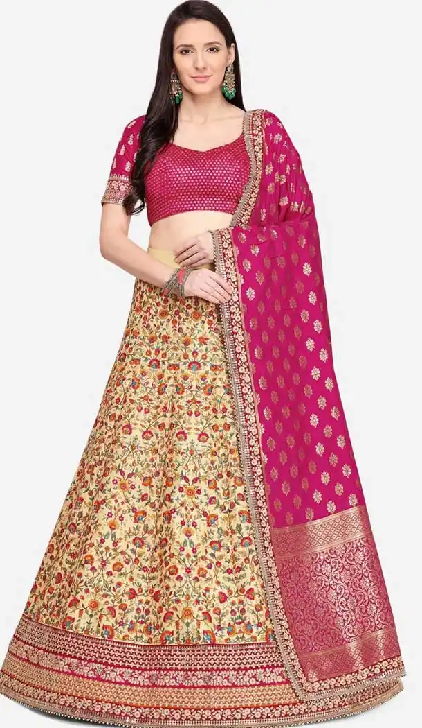 Beige Color Pure Silk Designer Wedding Wear Lehenga Choli -1900134271