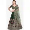 Bottel Green Color Pure Raw Silk Designer Wedding Wear Lehenga Choli -1900134274