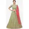 Pista Green Color Raw Silk Designer Wedding Wear Lehenga Choli -1900134275